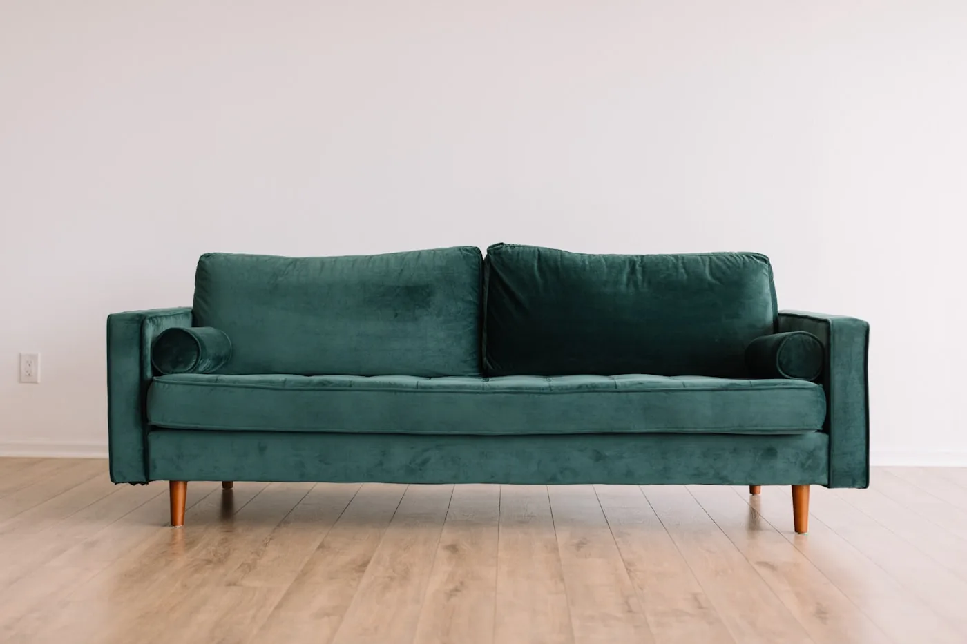 Lounge chair and side table in a staged living room